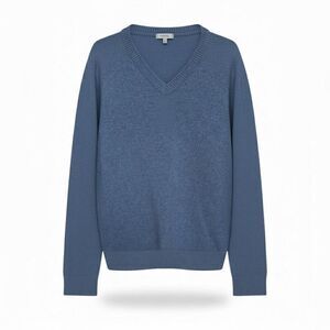 Giasone blue wool blend V-neck sweater size L